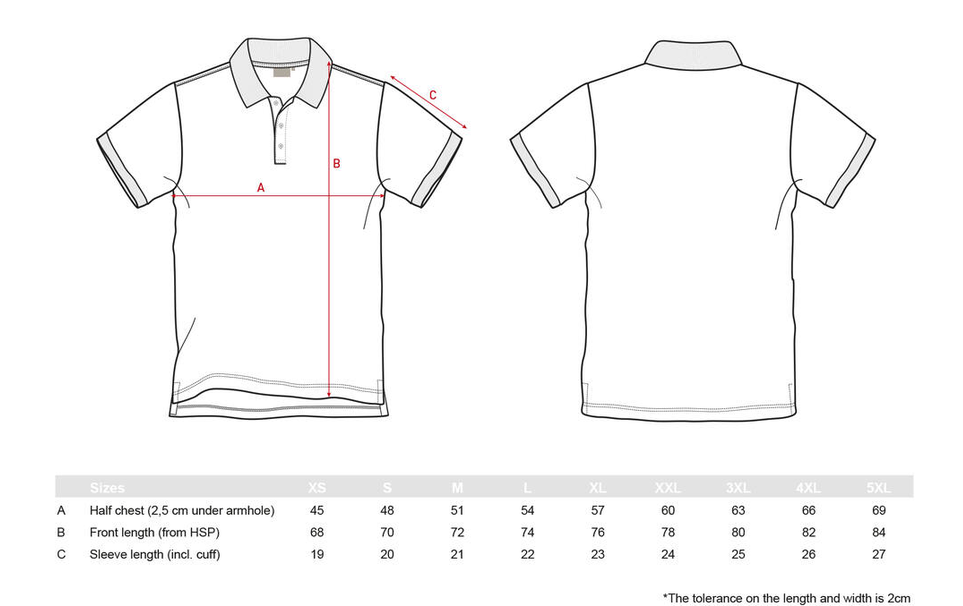Maattabel voor Santino Mika poloshirt